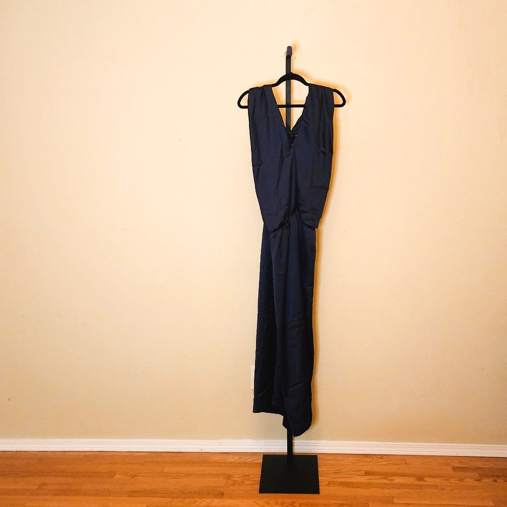 Satin Cross Front Tie Neck Midi Dress Plus